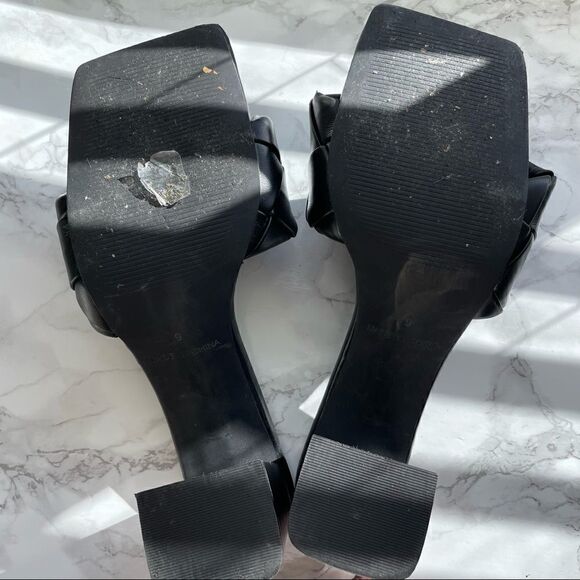 Princess Polly by Midnight Girls Club THE BISOU WOVEN SQUARE TOE HEELS BLACK - Picture 8 of 11